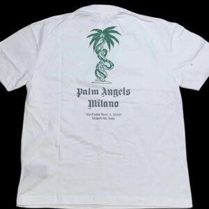 Palm Angels Milano Palm Tree & Serpent Graphic T-Shirt White Green Size M | NWT